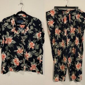 Island Traders Women Vintage Matching Set XL/XXL Black Resortwear Tropical